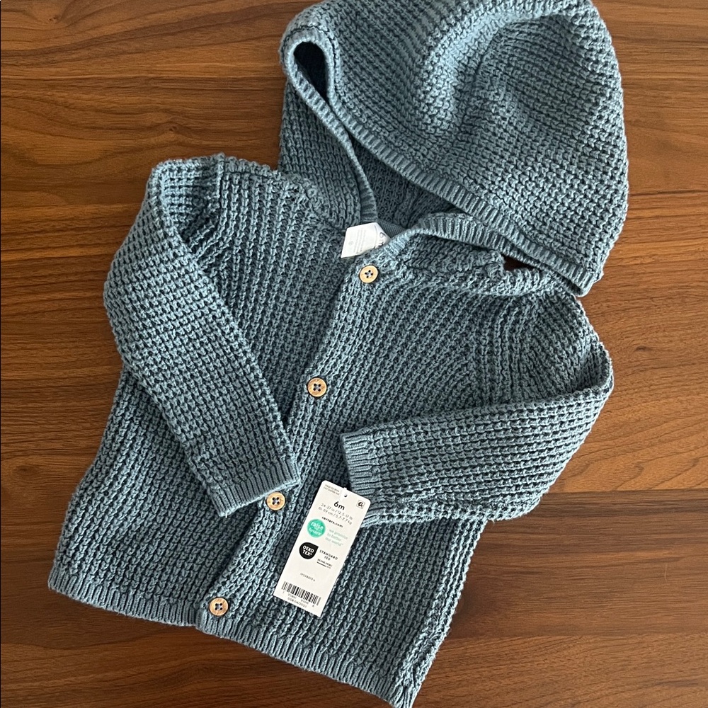 Carter's Baby Knit Hoodie, Blue 6 months
